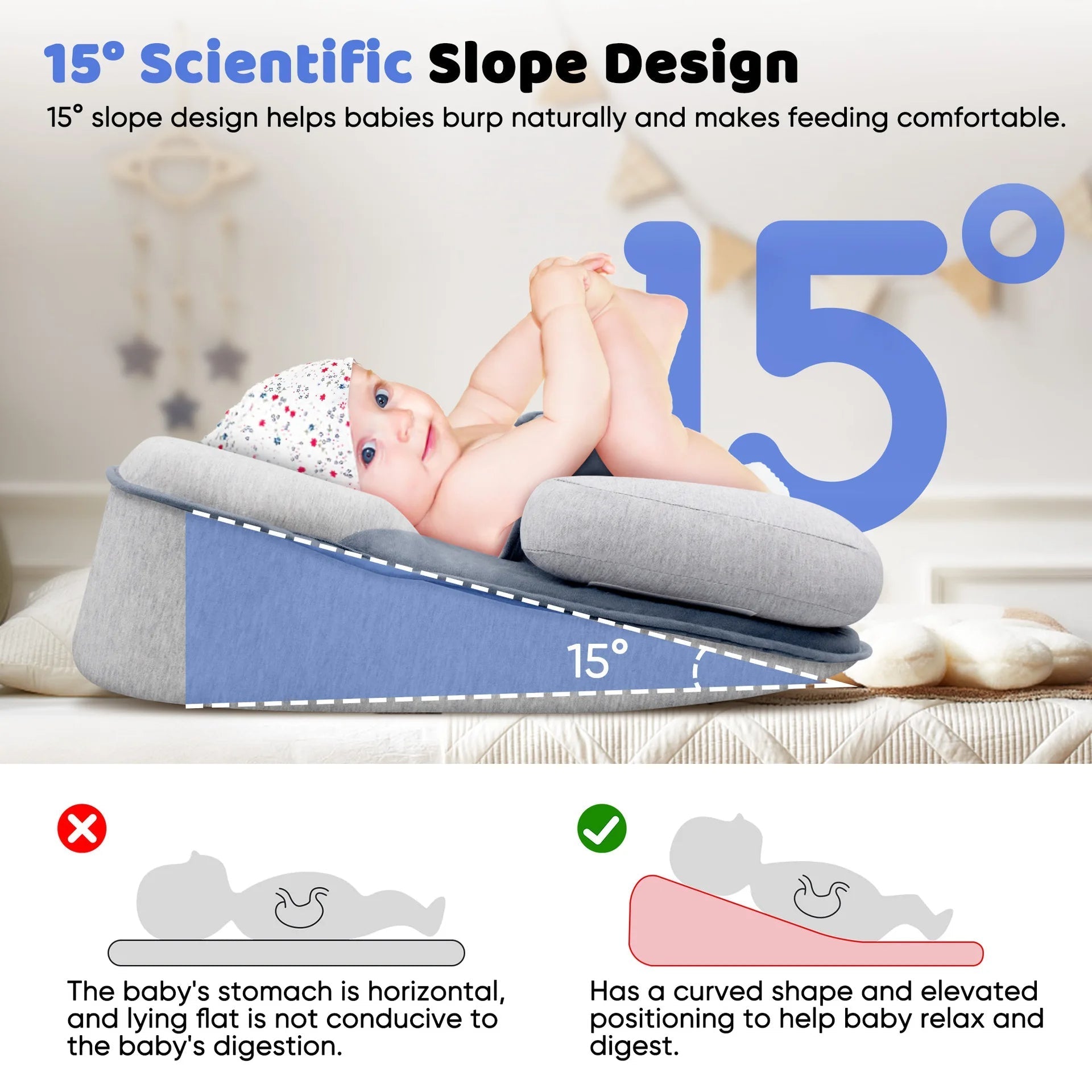 Anti-Reflux Verhoogde Baby Lounger Voor Pasgeborenen En Baby's