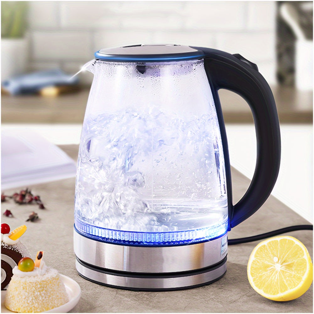 AquaElegance Luxe Glazen Elektrische Waterkoker | Snelle Kook 2L met LED Licht, Automatische Uitschakeling en Kook-Droog Bescherming voor Veilige en Stijlvolle Gebruik in de Keuken