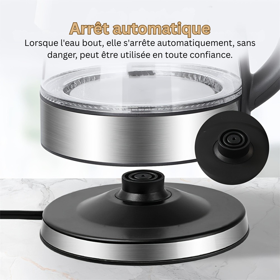AquaElegance Luxe Glazen Elektrische Waterkoker | Snelle Kook 2L met LED Licht, Automatische Uitschakeling en Kook-Droog Bescherming voor Veilige en Stijlvolle Gebruik in de Keuken
