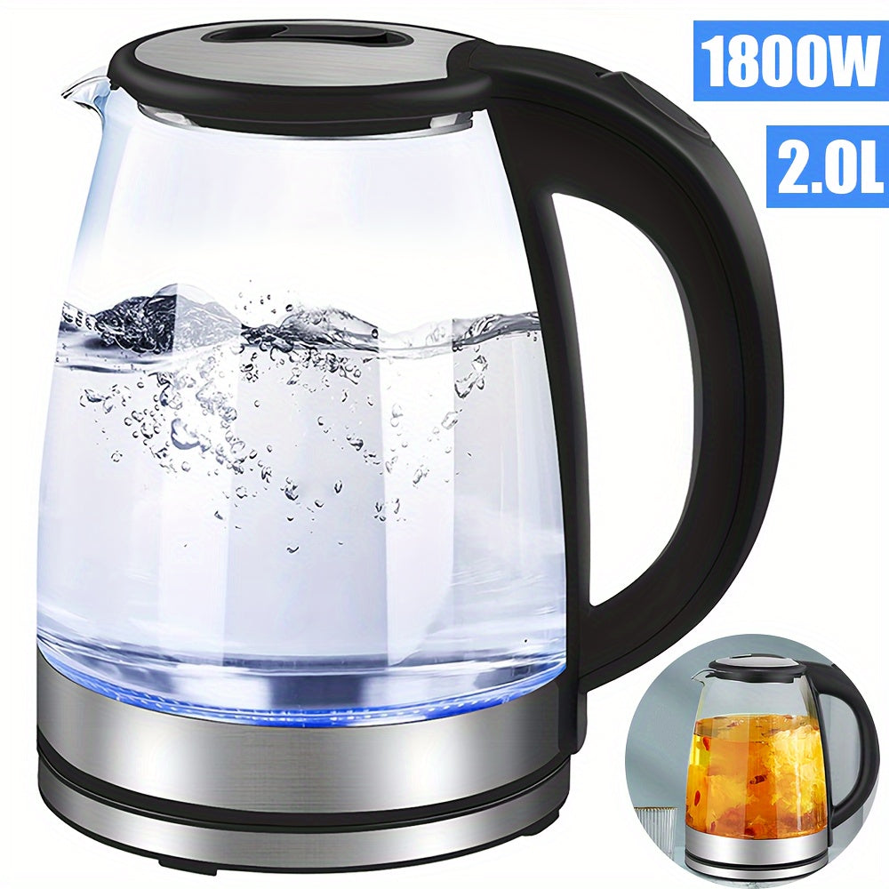 AquaElegance Luxe Glazen Elektrische Waterkoker | Snelle Kook 2L met LED Licht, Automatische Uitschakeling en Kook-Droog Bescherming voor Veilige en Stijlvolle Gebruik in de Keuken