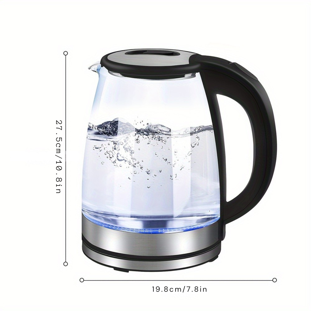 AquaElegance Luxe Glazen Elektrische Waterkoker | Snelle Kook 2L met LED Licht, Automatische Uitschakeling en Kook-Droog Bescherming voor Veilige en Stijlvolle Gebruik in de Keuken