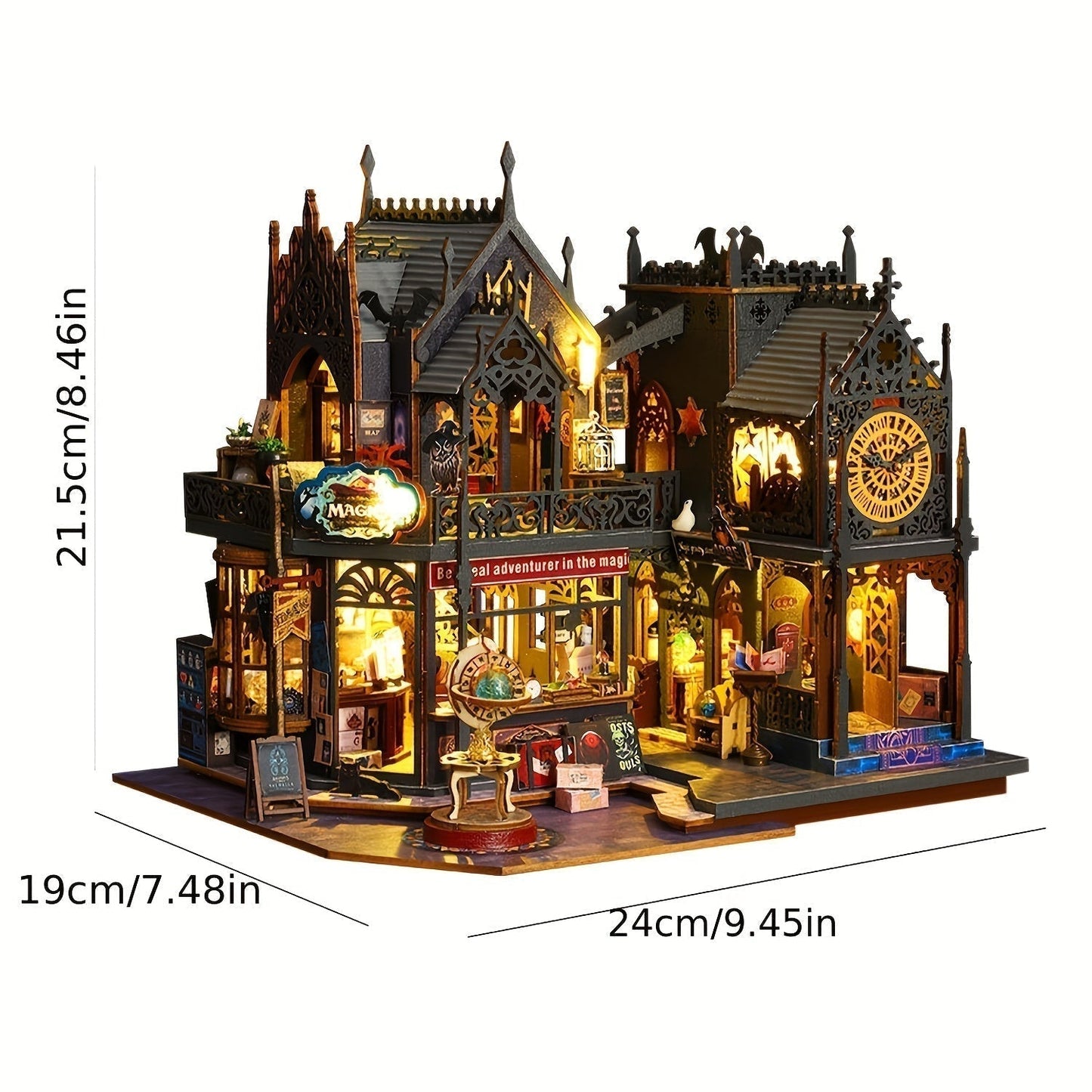 Betoverend Boekhuis – 3D Houten Puzzel met Magische Verlichting