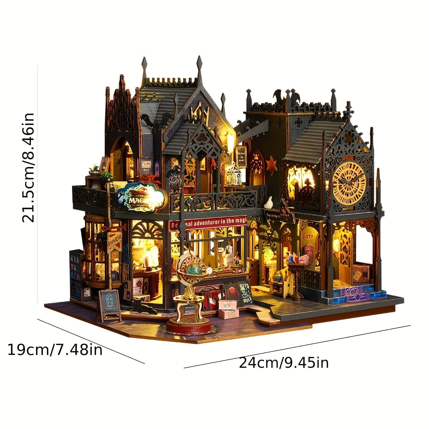 Betoverend Boekhuis – 3D Houten Puzzel met Magische Verlichting