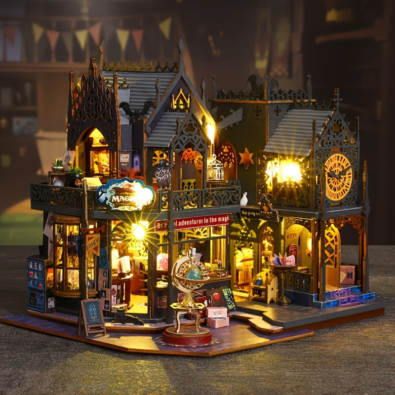 Betoverend Boekhuis – 3D Houten Puzzel met Magische Verlichting