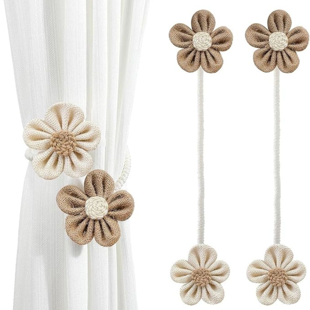 Bloemige Hennep Gordijn Tie Back | 2 Stuks Set