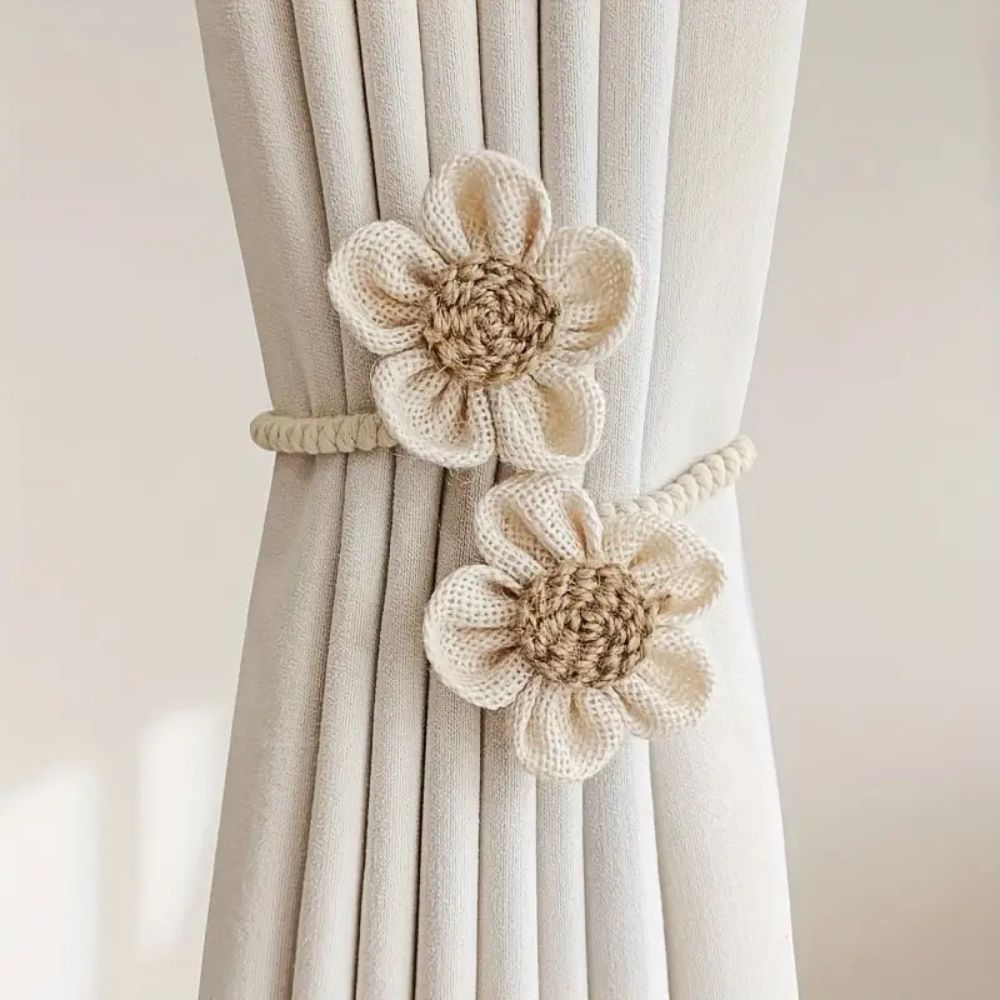 Bloemige Hennep Gordijn Tie Back | 2 Stuks Set