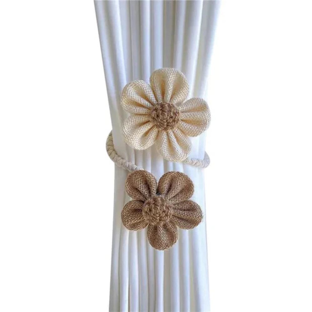 Bloemige Hennep Gordijn Tie Back | 2 Stuks Set