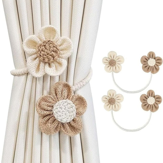 Bloemige Hennep Gordijn Tie Back | 2 Stuks Set