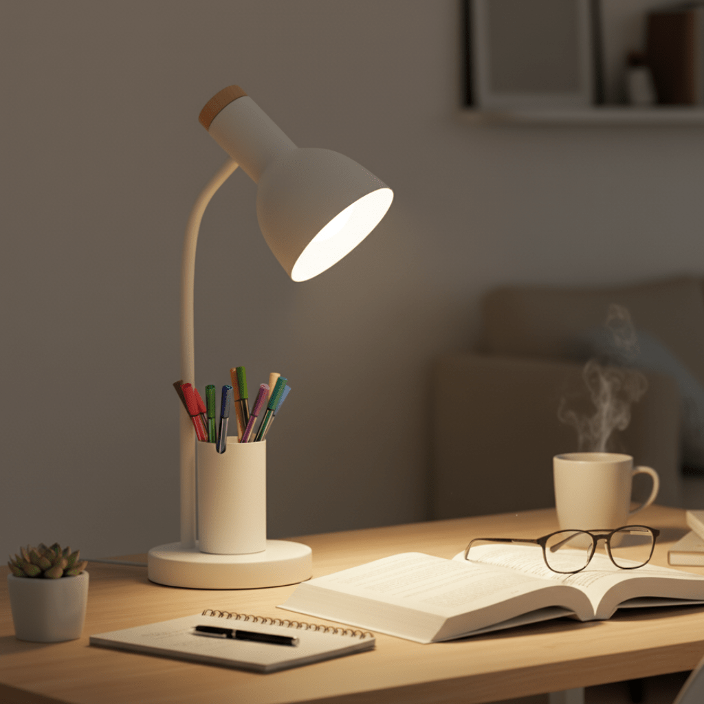 BRIGHTHOLD – Moderne LED Bureau Lamp met Pennenhouder voor Bureau & Thuis