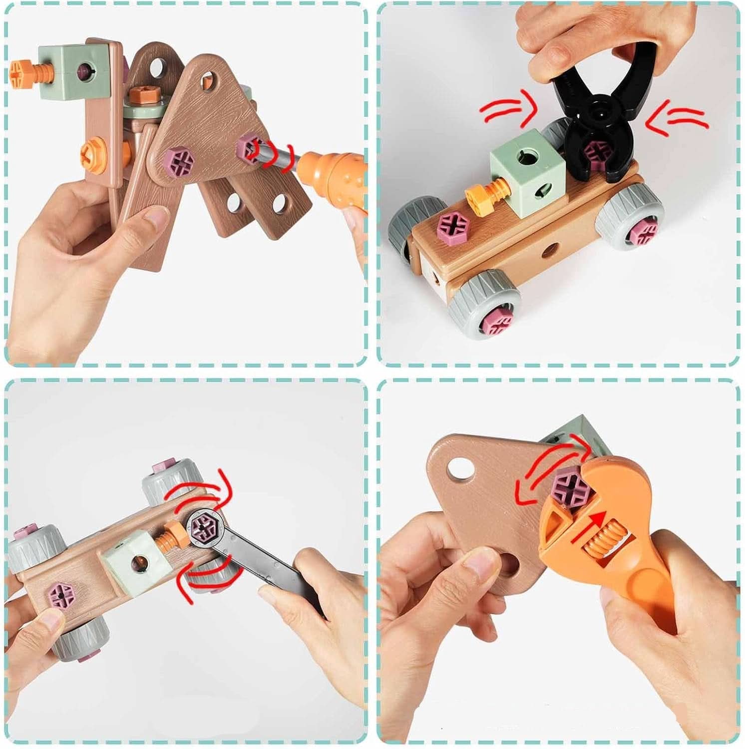 BUILDMASTER – 100-delige gereedschapsset voor creatieve kinderen van 3 jaar en ouder