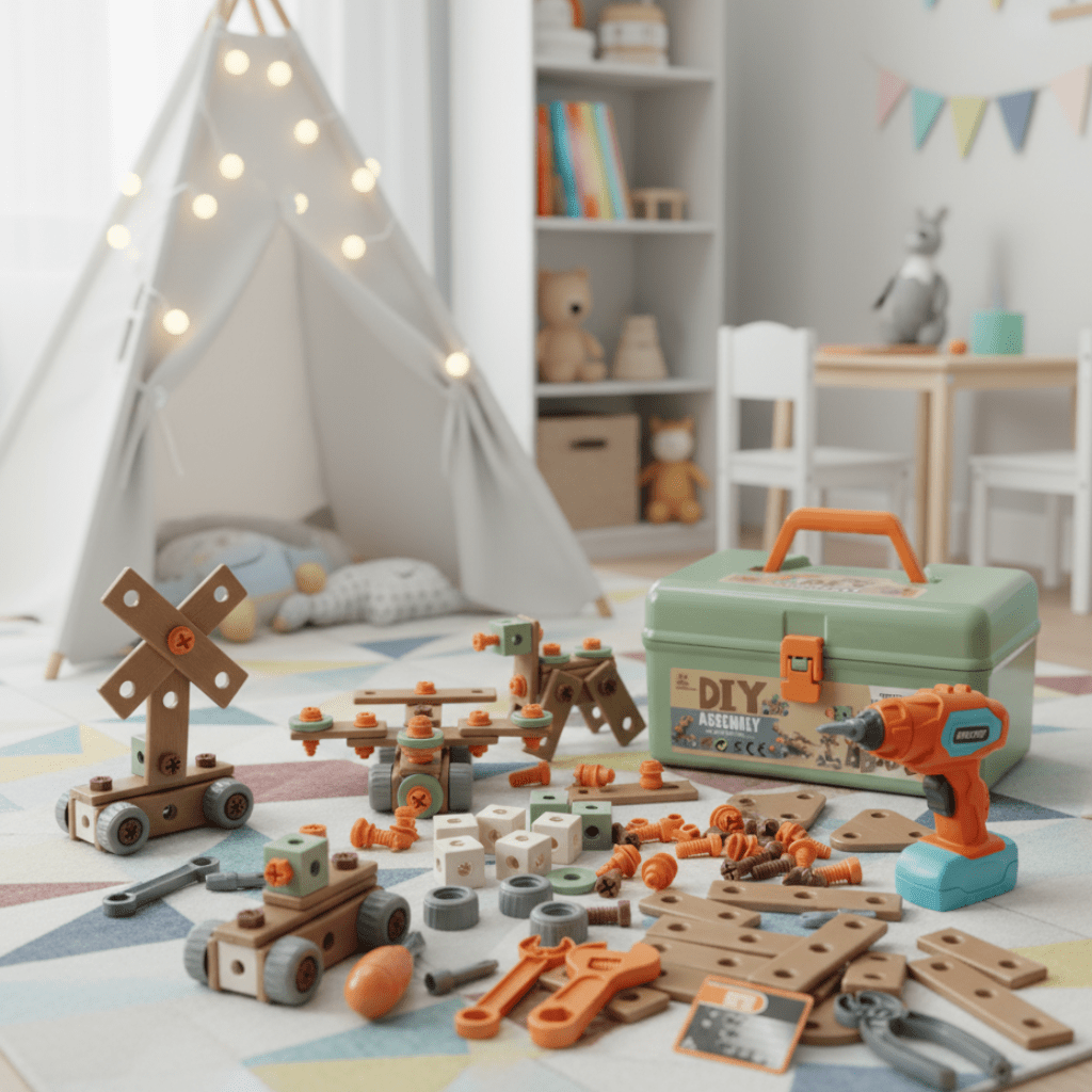 BUILDMASTER – 100-delige gereedschapsset voor creatieve kinderen van 3 jaar en ouder