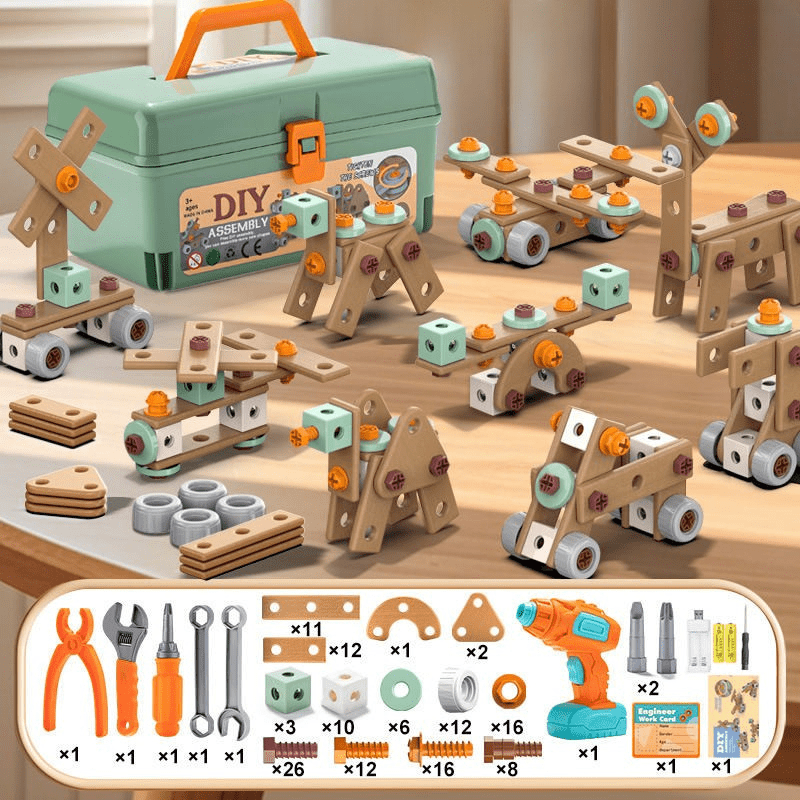 BUILDMASTER – 100-delige gereedschapsset voor creatieve kinderen van 3 jaar en ouder
