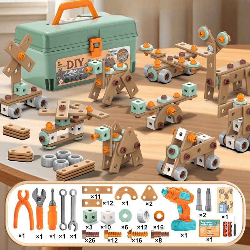 BUILDMASTER – 100-delige gereedschapsset voor creatieve kinderen van 3 jaar en ouder