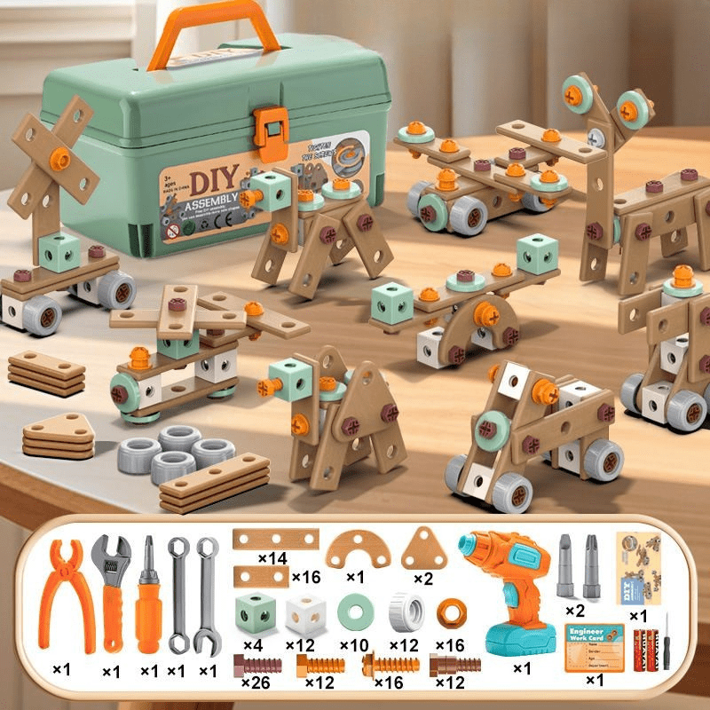 BUILDMASTER – 100-delige gereedschapsset voor creatieve kinderen van 3 jaar en ouder