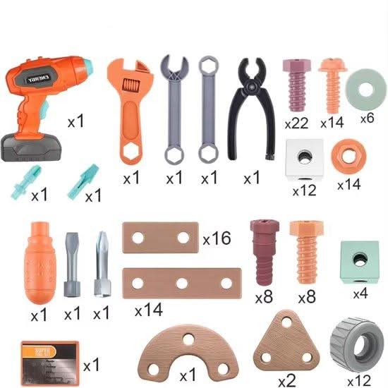 BUILDMASTER – 100-delige gereedschapsset voor creatieve kinderen van 3 jaar en ouder