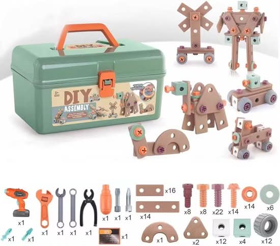 BUILDMASTER – 100-delige gereedschapsset voor creatieve kinderen van 3 jaar en ouder