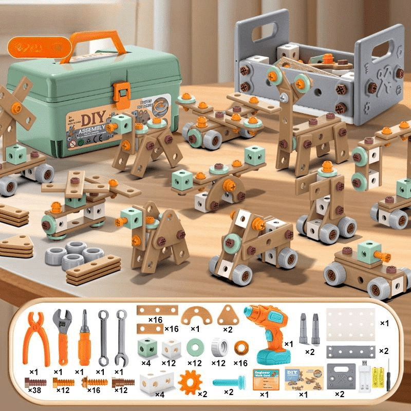 BUILDMASTER – 100-delige gereedschapsset voor creatieve kinderen van 3 jaar en ouder