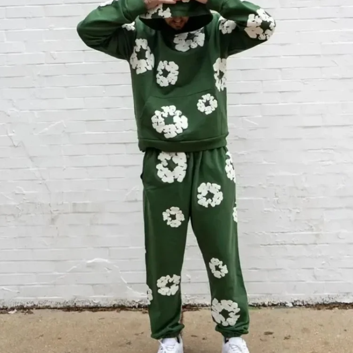 Caleb Hoodie Set en Wijde Bloemenbroek