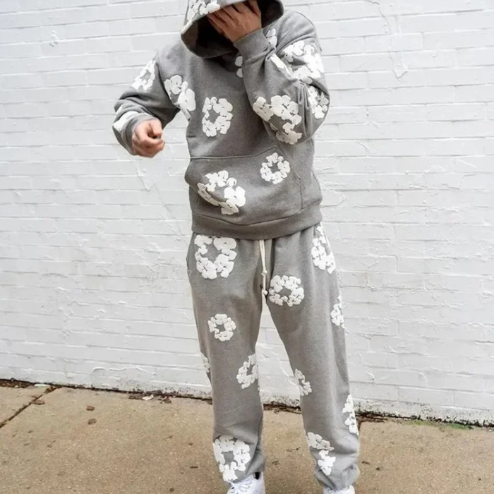Caleb Hoodie Set en Wijde Bloemenbroek