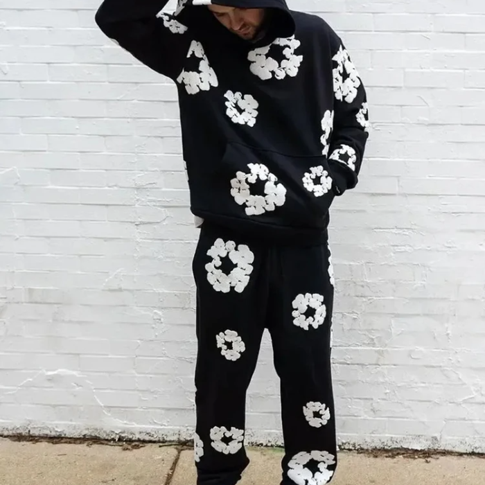 Caleb Hoodie Set en Wijde Bloemenbroek
