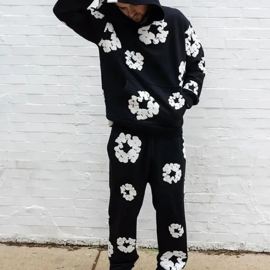 Caleb Hoodie Set en Wijde Bloemenbroek