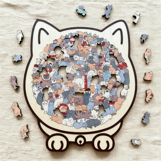 Cat Serenity Puzzle™ — Ontspan Direct met Elke Tevreden Klik en Gezellige Katvorm