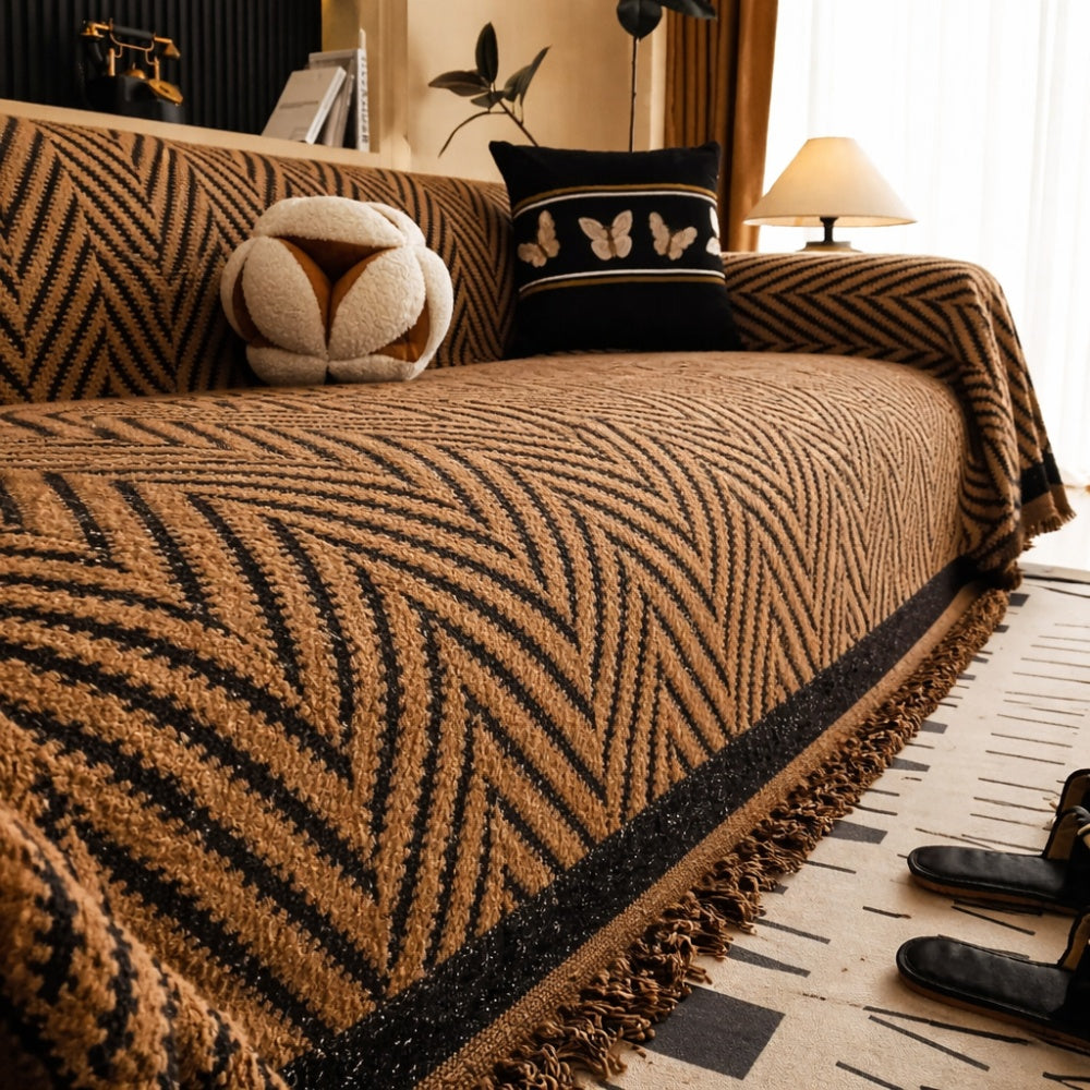 Chevron Haringbone Tassel Bankhoezen