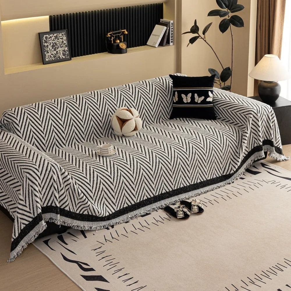 Chevron Haringbone Tassel Bankhoezen