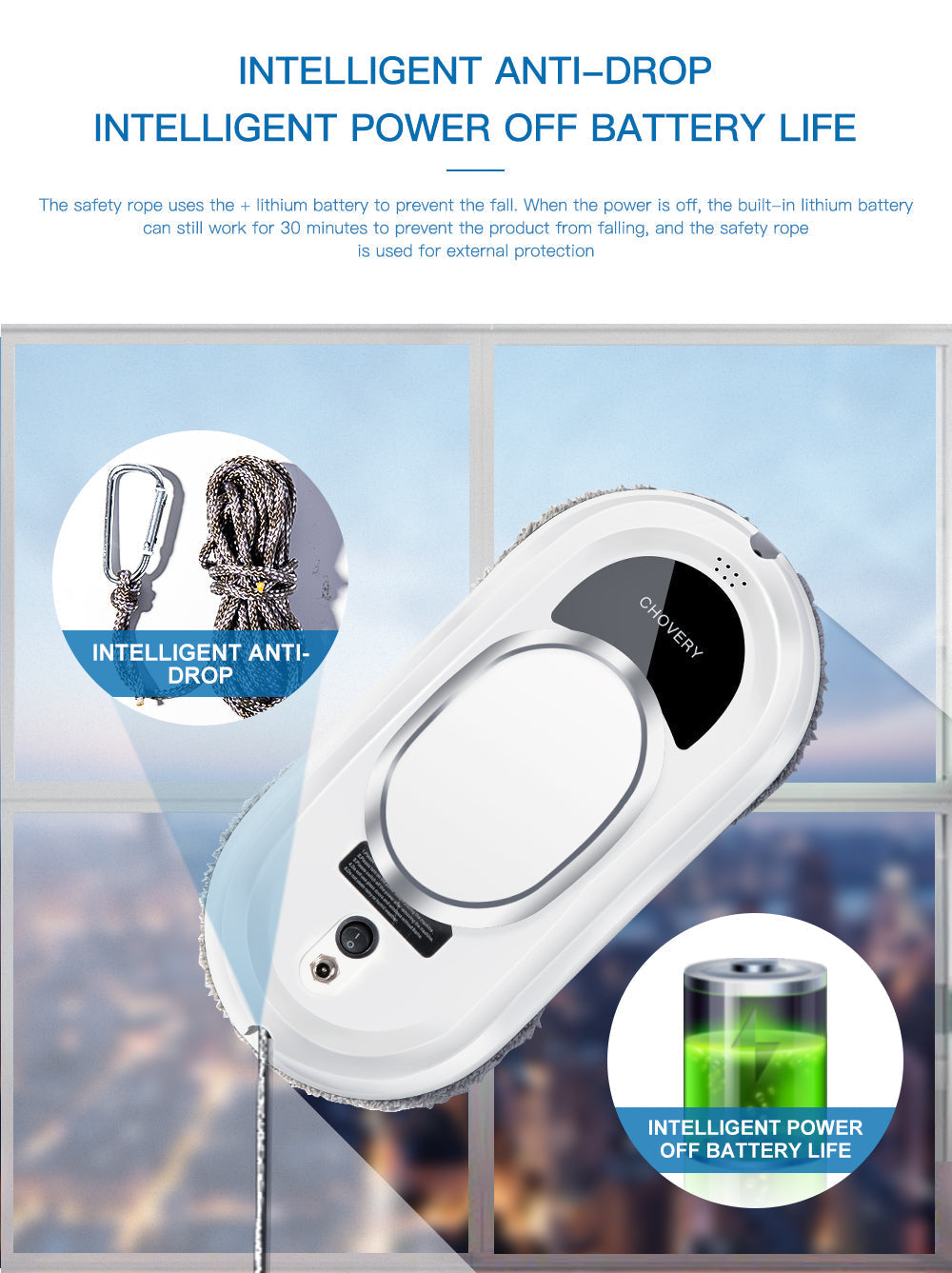 CleanBot Raamreinigingsrobot – Slim en Handsfree met Afstandsbediening voor Streeploze Ramen
