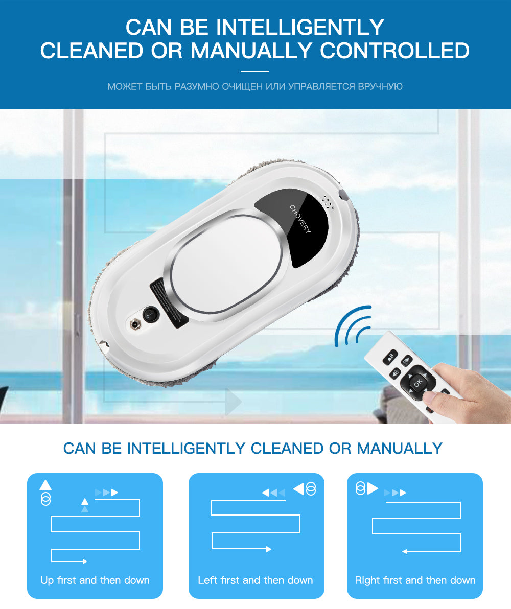 CleanBot Raamreinigingsrobot – Slim en Handsfree met Afstandsbediening voor Streeploze Ramen