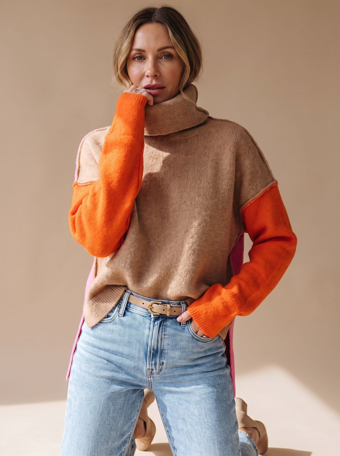 Colorblock coltrui voor dames met relaxte pasvorm