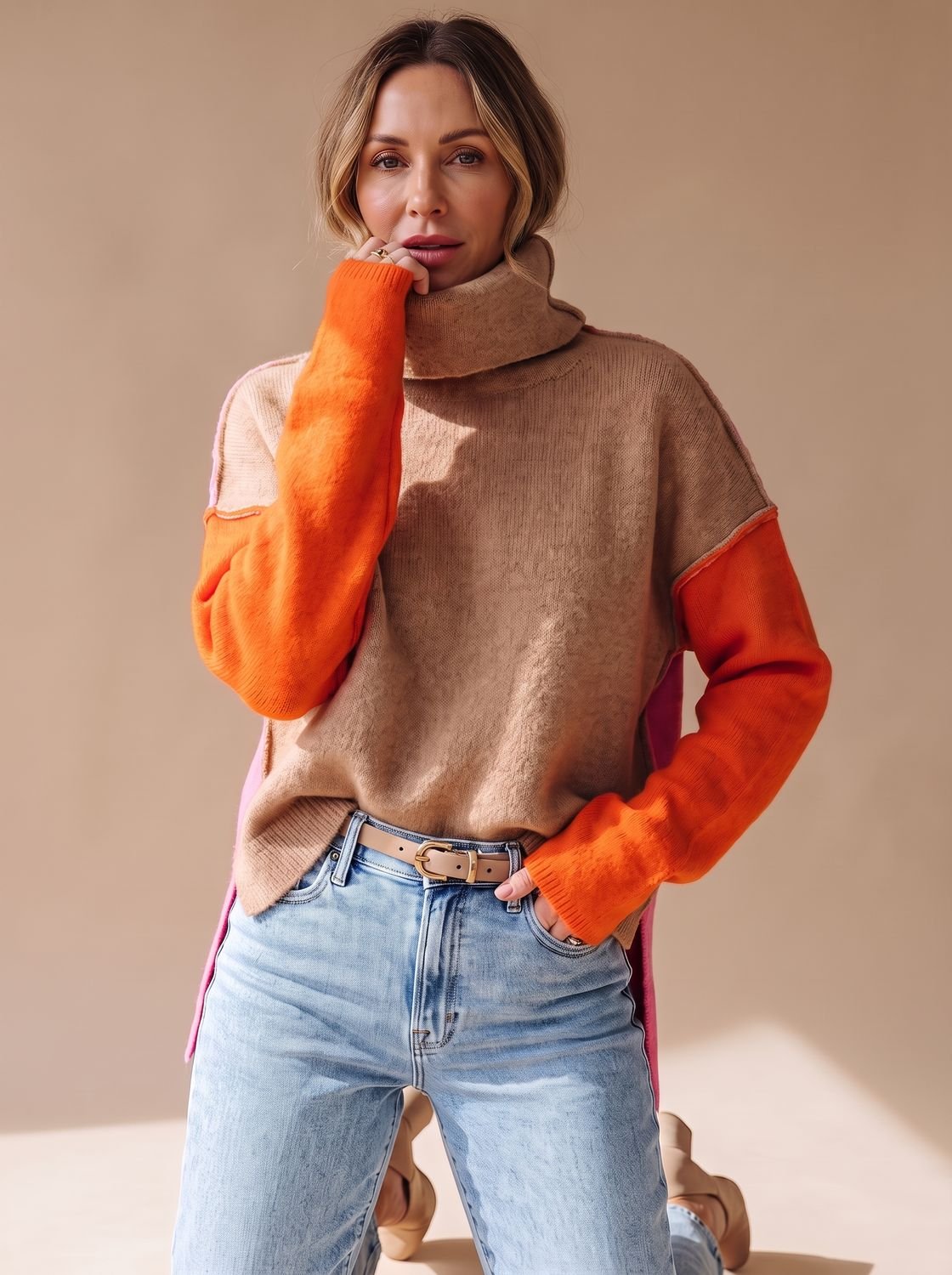 Colorblock coltrui voor dames met relaxte pasvorm