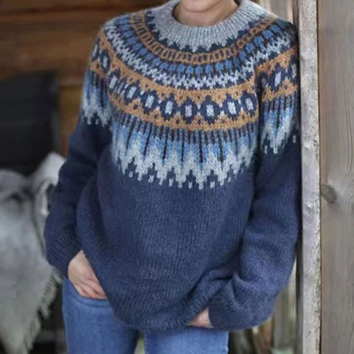 Comfortabele Noorse Fair Isle gebreide damestrui