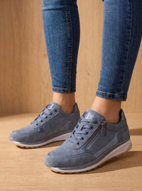 Comfortabele platform sneakers voor dames met veters en ritssluiting aan de zijkant