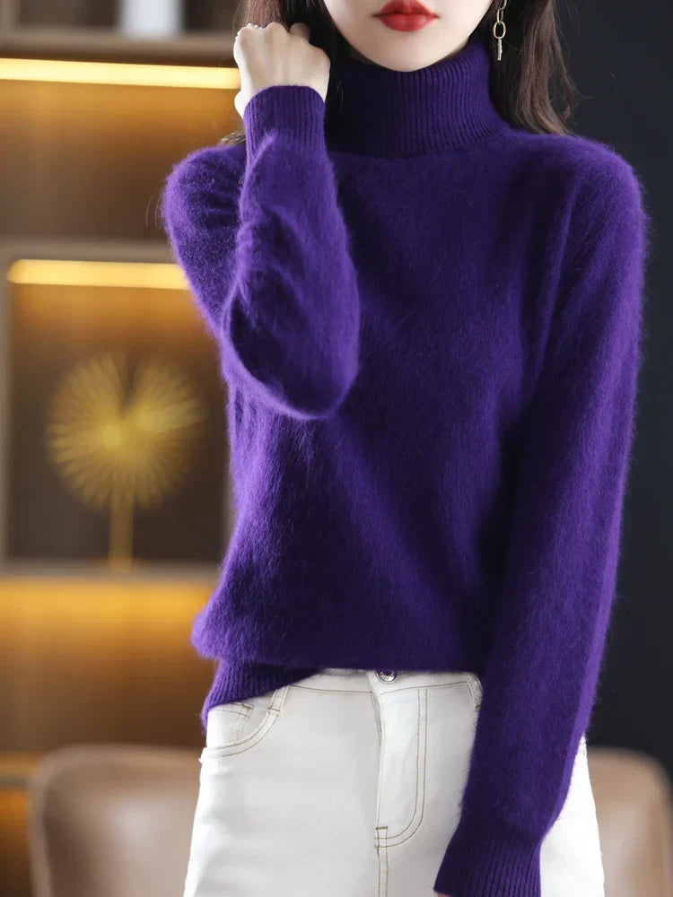 Dames 100% Kasjmier Coltrui Warme Slim Fit Brei in 23 Kleuren
