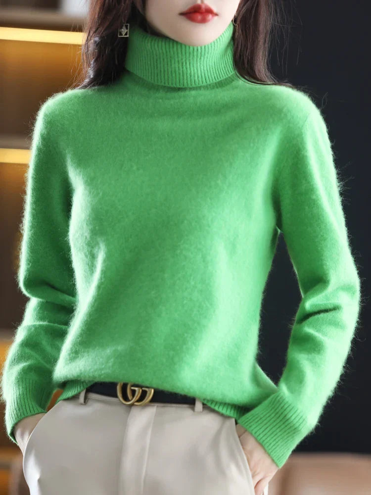 Dames 100% Kasjmier Coltrui Warme Slim Fit Brei in 23 Kleuren