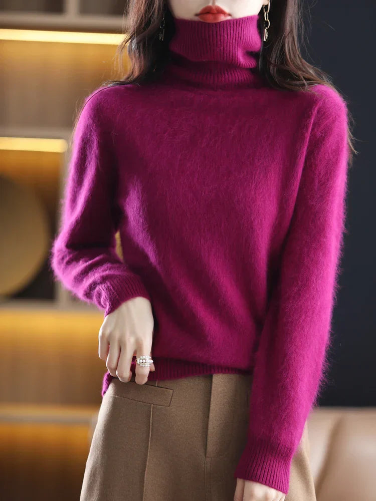 Dames 100% Kasjmier Coltrui Warme Slim Fit Brei in 23 Kleuren