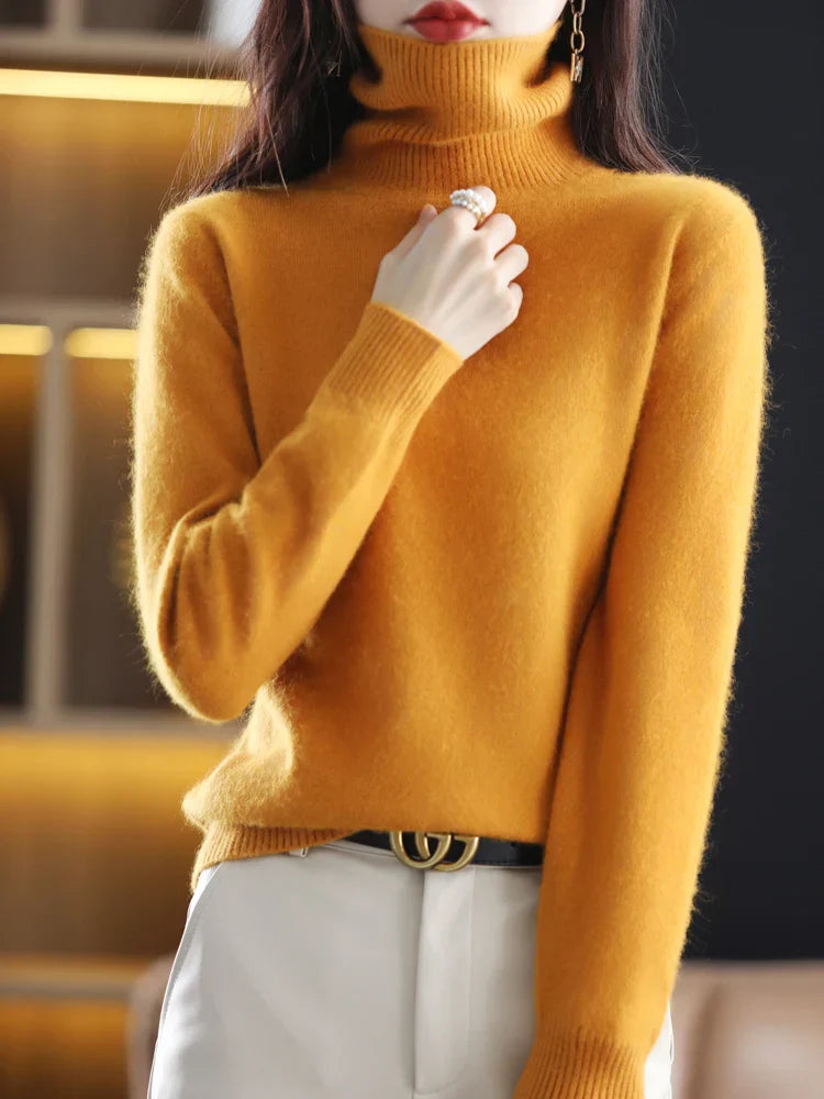 Dames 100% Kasjmier Coltrui Warme Slim Fit Brei in 23 Kleuren