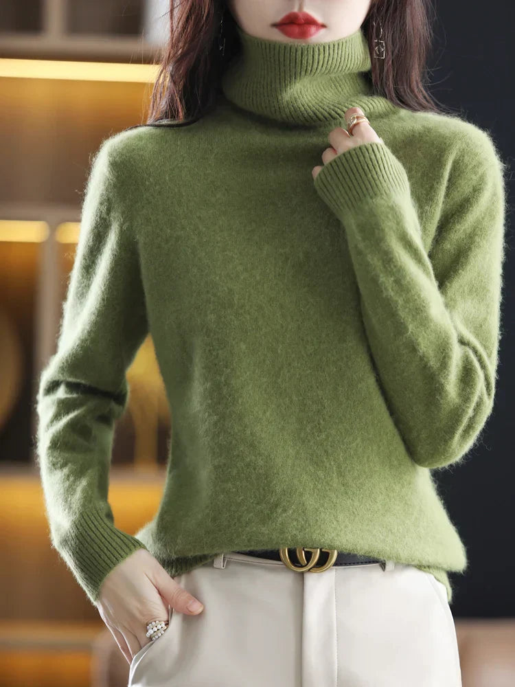 Dames 100% Kasjmier Coltrui Warme Slim Fit Brei in 23 Kleuren