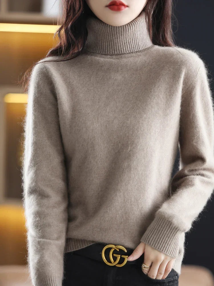Dames 100% Kasjmier Coltrui Warme Slim Fit Brei in 23 Kleuren