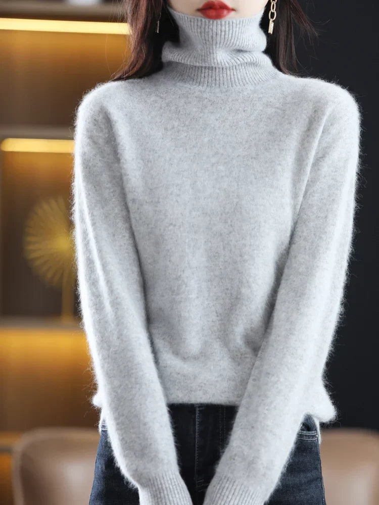 Dames 100% Kasjmier Coltrui Warme Slim Fit Brei in 23 Kleuren