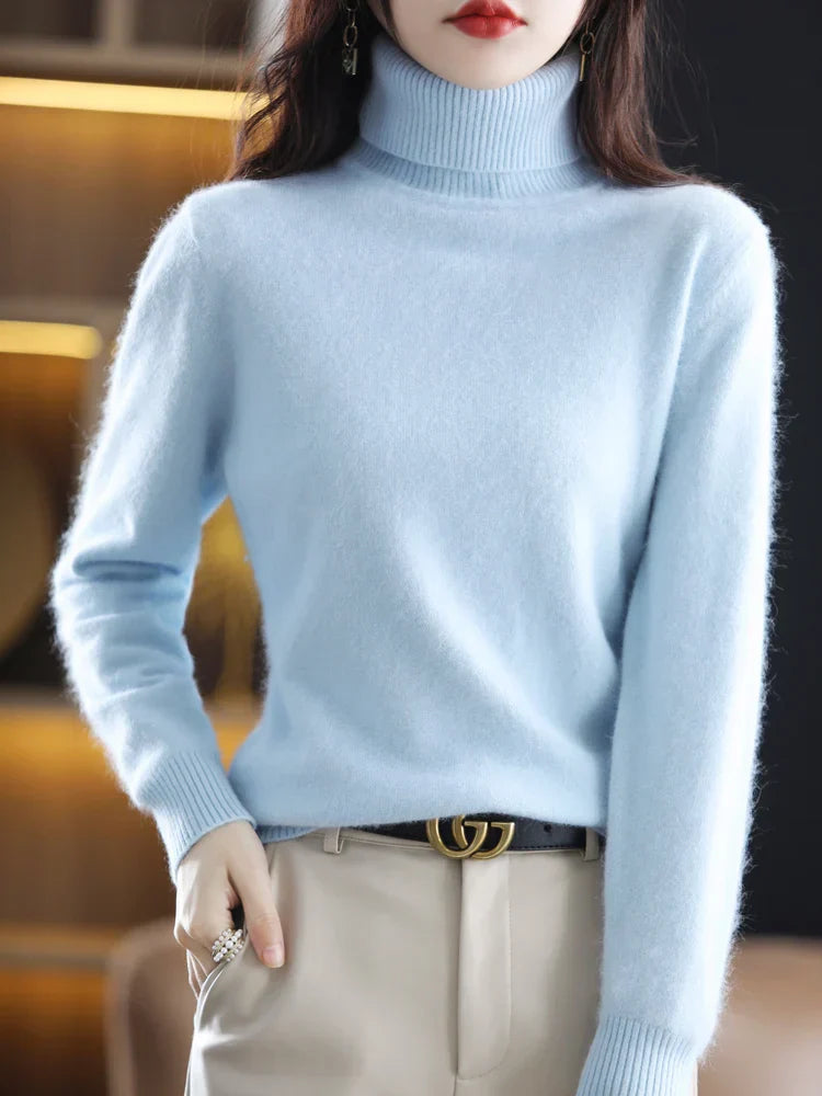 Dames 100% Kasjmier Coltrui Warme Slim Fit Brei in 23 Kleuren