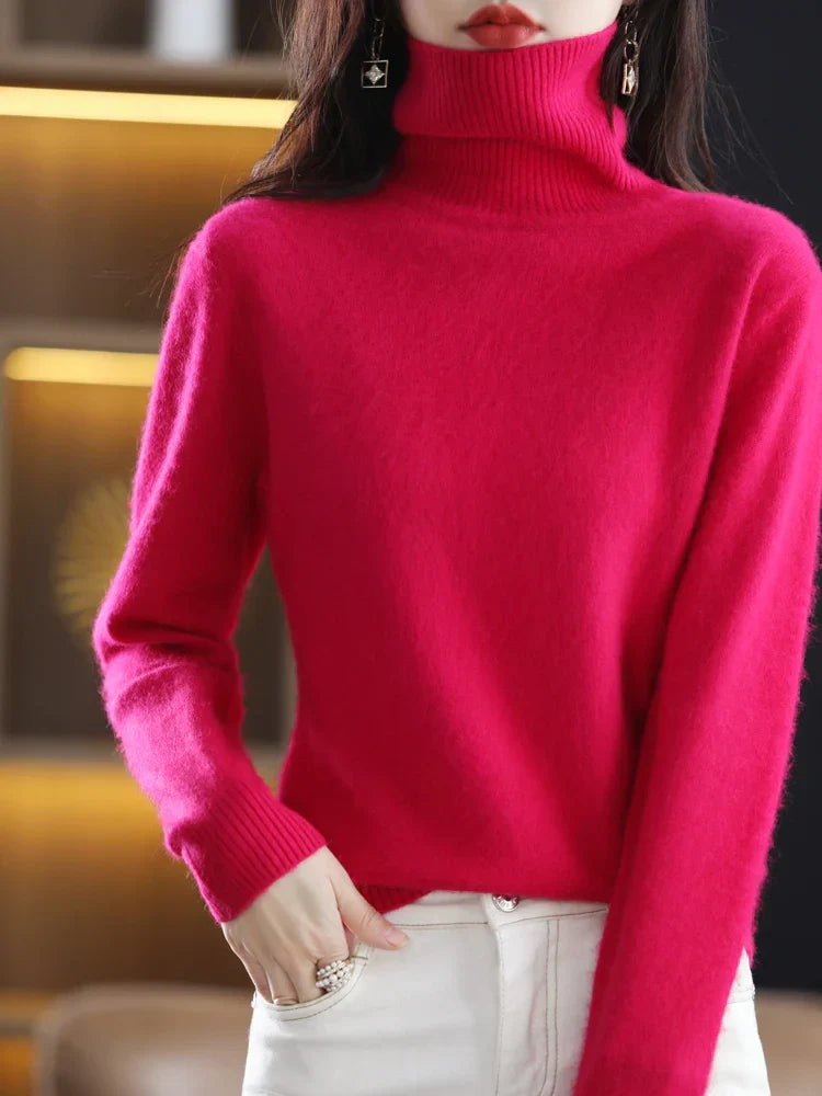 Dames 100% Kasjmier Coltrui Warme Slim Fit Brei in 23 Kleuren