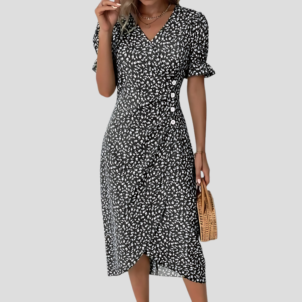Dames Elegante Bloemen Midi Jurk