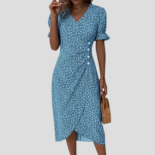 Dames Elegante Bloemen Midi Jurk