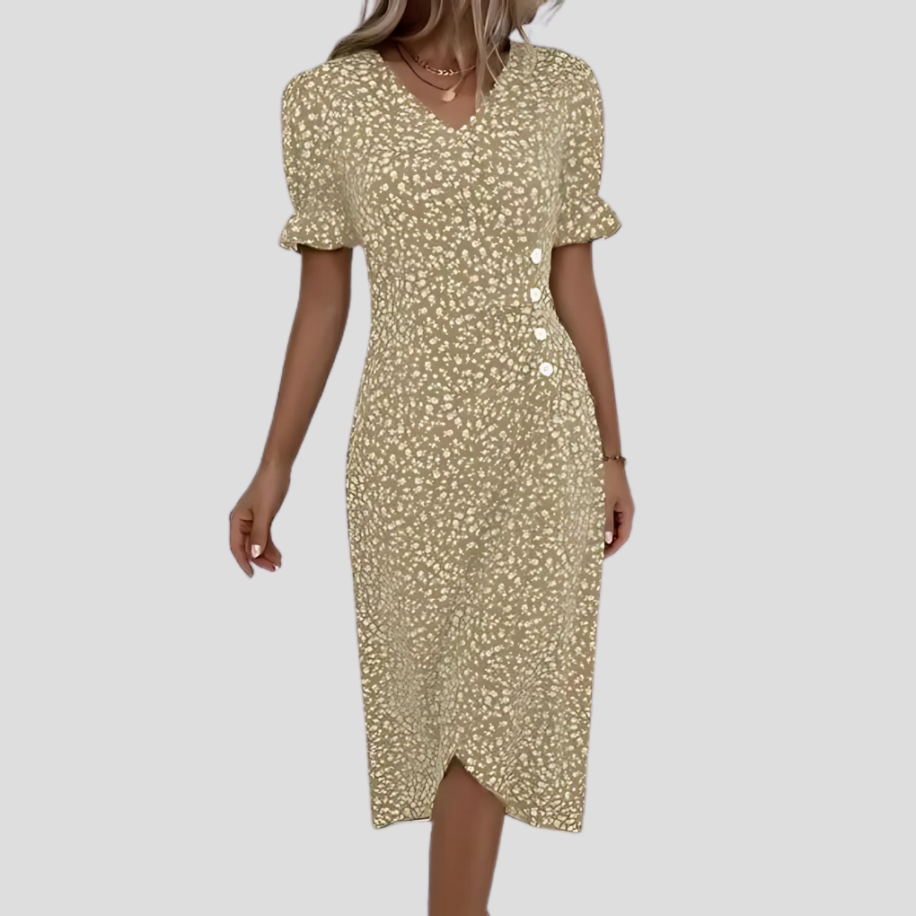 Dames Elegante Bloemen Midi Jurk