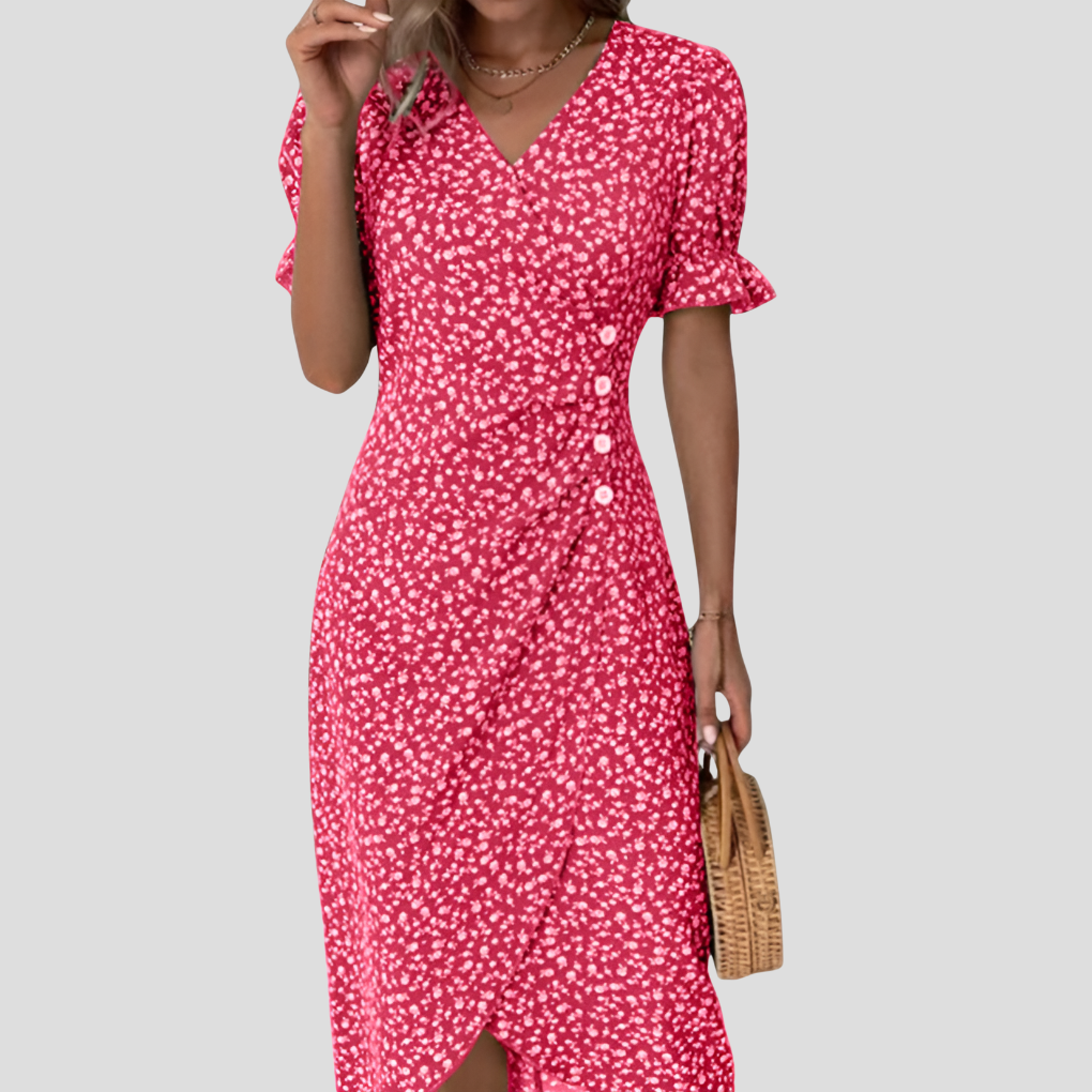 Dames Elegante Bloemen Midi Jurk