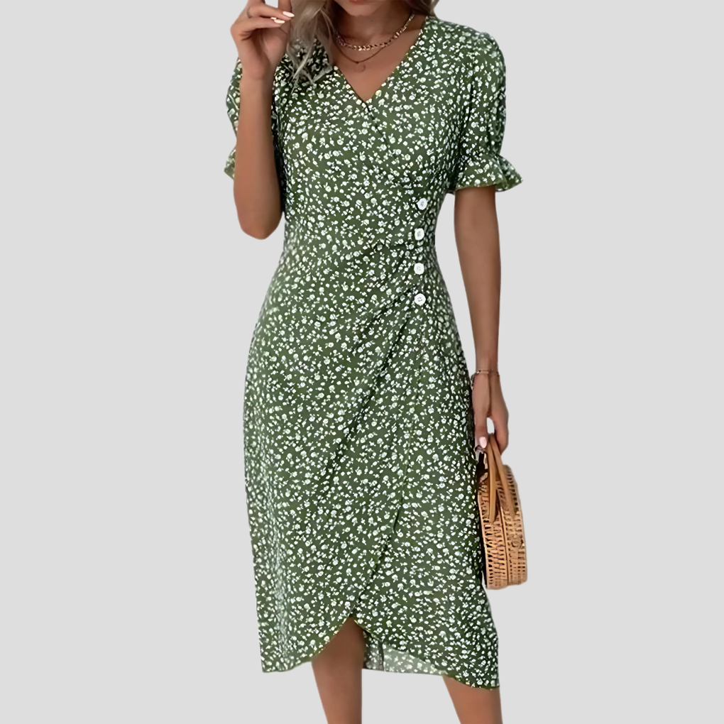 Dames Elegante Bloemen Midi Jurk