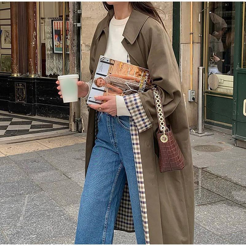 Dames Elegante Lange Trenchcoat - Herfsteditie