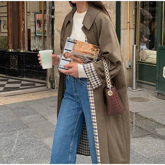 Dames Elegante Lange Trenchcoat - Herfsteditie